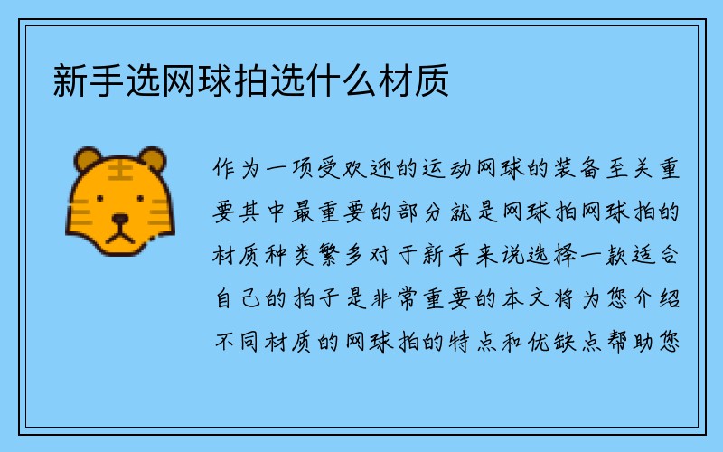 新手选网球拍选什么材质